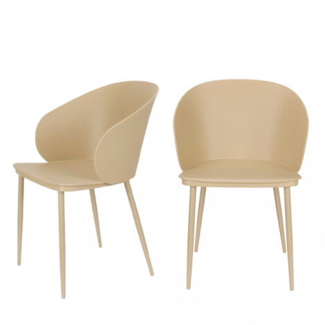 Lot de 2 chaises en résine et métal - Beige - Gigi (1/5)