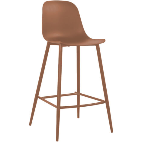 Lot de 4 tabourets de bar intérieur et extérieur en plastique et métal H65cm - Terracotta -Portland