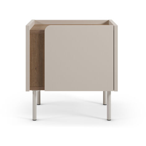 Drawer – Table de chevet contemporaine 1 porte en bois mélaminé et métal – Dimensions 47,5x45x35cm – Design scandinave avec rangement discret