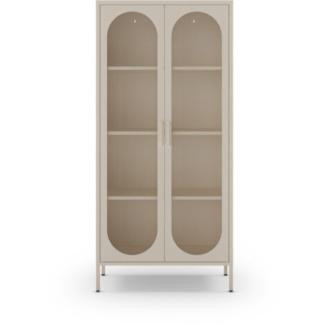 Vaisselier 2 portes en métal H170cm - Beige - Zio (1/5)