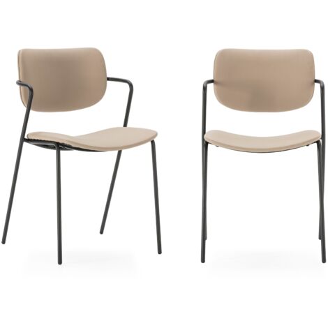 CALICOSY - Lot de 2 chaises avec pieds en métal noir L49 cm - MAIKA (1/5)