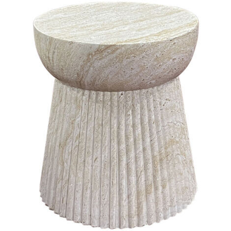 Ebuy24 – Table d'appoint ronde effet travertin 37cm – Hauteur 43cm – Design contemporain chic – Idéal pour petits espaces (1/4)