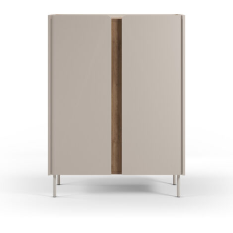 Buffet 2 portes en bois et métal H120cm - Beige - Boxy (1/5)