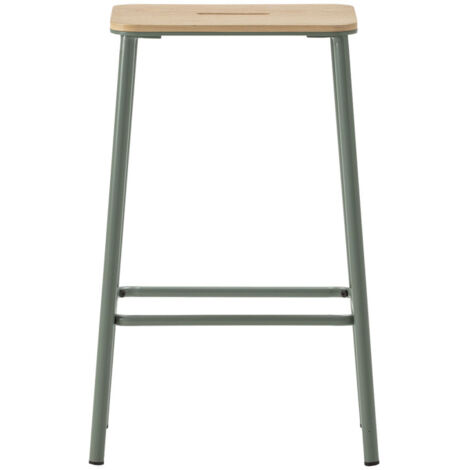 Lot de 2 tabourets de bar en bois et métal H65cm - Vert d'eau - Noki (1/5)