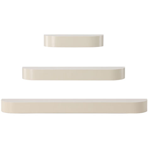 Ebuy24 – Lot de 3 étagères murales en MDF – Bords arrondis – Finition laquée moderne – Dimensions L55xP20xH10, L95xP20xH10, L135xP20xH10 (1/5)