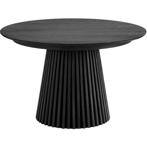 Table à manger ronde extensible – Noir – Diamètre 120 cm – Longueur 240 cm – MDF avec placage chêne – Design scandinave – House Nordic (1/5)
