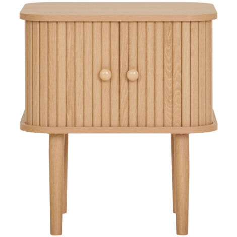 Table de chevet 2 portes coulissantes en bois - Bois clair - Nikko (1/5)
