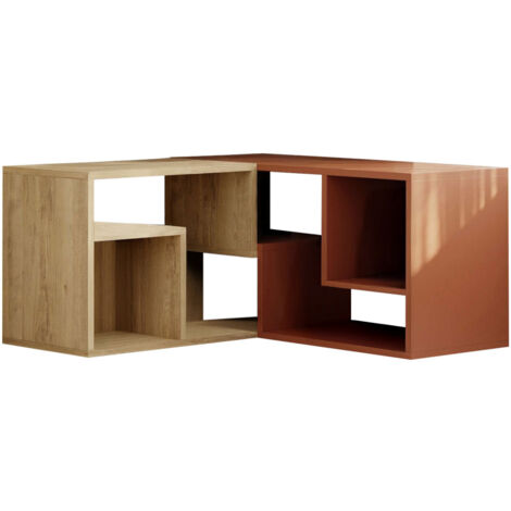 Drawer – Meuble TV modulable en bois mélaminé L145cm – Design moderne – 2 blocs indépendants pour agencement flexible – Terracotta (1/5)