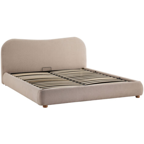 Lit coffre en tissu 160x200cm - Beige - Napo (1/5)