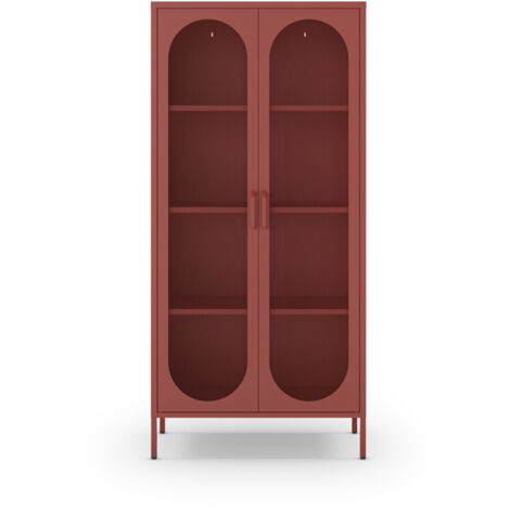Vaisselier 2 portes en métal H170cm - Terracotta - Zio
