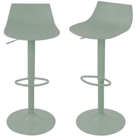 Lot de 2 chaises de bar réglables en plastique et métal H58-79cm - Vert - Heribo