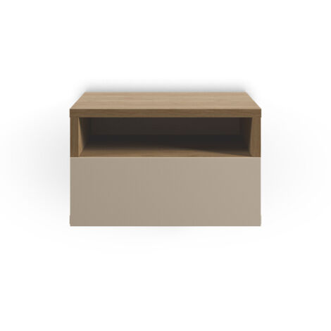 Table de chevet murale 1 tiroir en bois - Beige - Quenor (1/5)