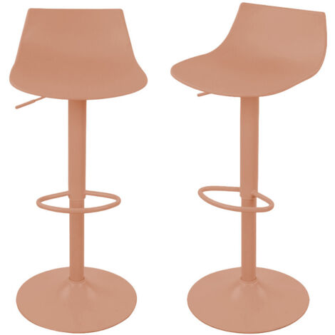Lot de 2 chaises de bar réglables en plastique et métal H58-79cm - Terracotta - Heribo