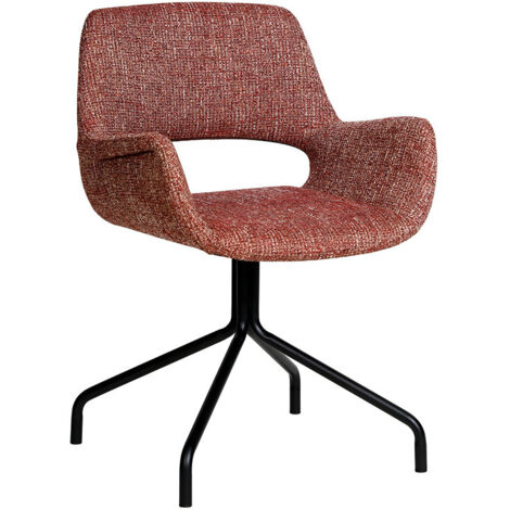 Chaise de bureau pivotante en tissu et métal - Bordeaux chiné - Kendo (1/5)