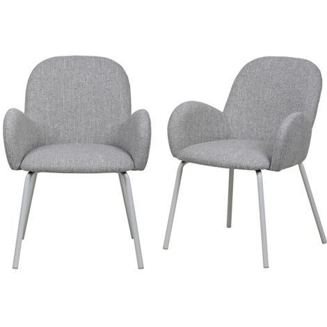Lot de 2 fauteuils de table en tissu et métal - Gris chiné - Théodore (1/5)