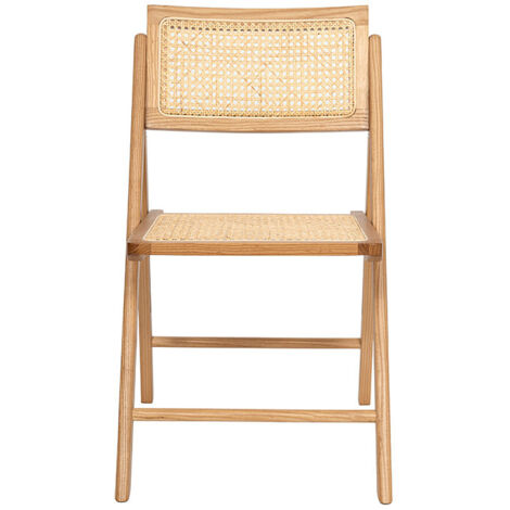 Chaise pliante en cannage et bois - Bois clair - Paula (1/5)