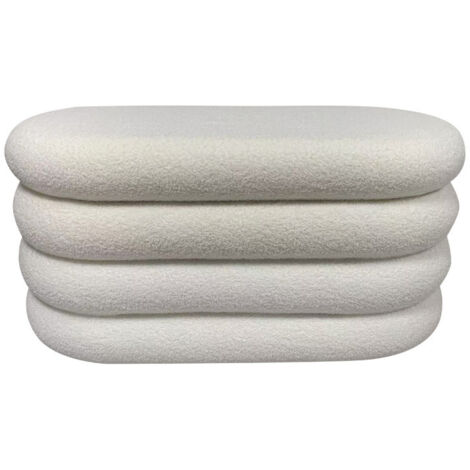 Banc coffre en tissu bouclette L85cm - Blanc - Miro (1/4)