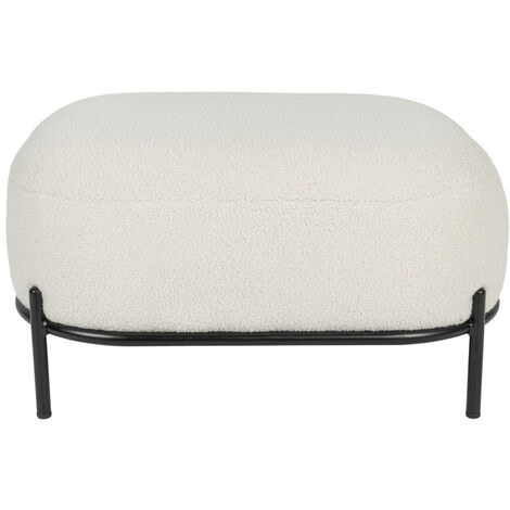 Repose-pieds en tissu bouclette - Blanc ivoire - POLLY (1/5)