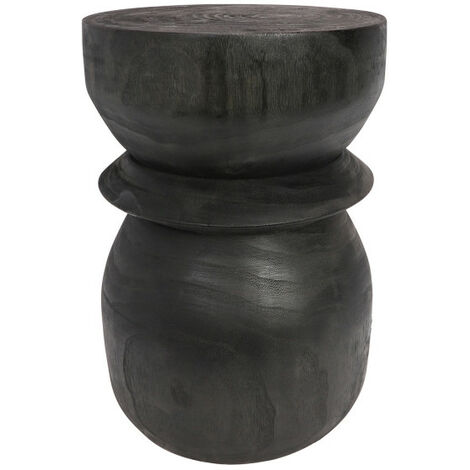 Tabouret en bois ø28cm - Noir - BIKKEL (1/3)