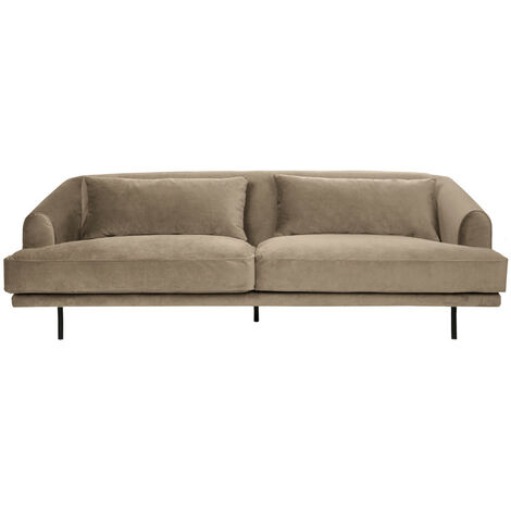 Canapé 4 places en velours pieds droits en métal - Beige - WINSEN (1/5)