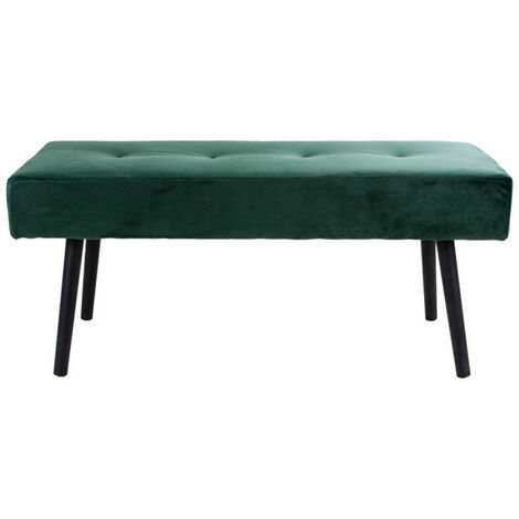 M&S – Banc d'entrée en velours vert foncé – Pieds en acier noir – Dimensions L 100 x P 35 x H 44 cm – Charge max 110 kg