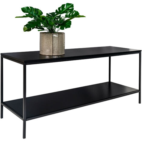 Meuble TV en bois et métal L100cm - Noir - VITA (1/5)