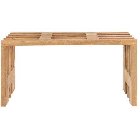 Ebuy24 – Banc enfant en teck massif 90 cm – Utilisation intérieure et extérieure – Lattes ajourées pour ambiance chaleureuse – Design moderne