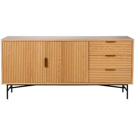 Buffet 2 portes 3 tiroirs en bois L160cm - Bois clair - SVEG (1/5)