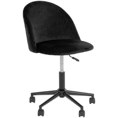 Chaise de bureau à roulettes en velours - Noir - GENEVE (1/5)