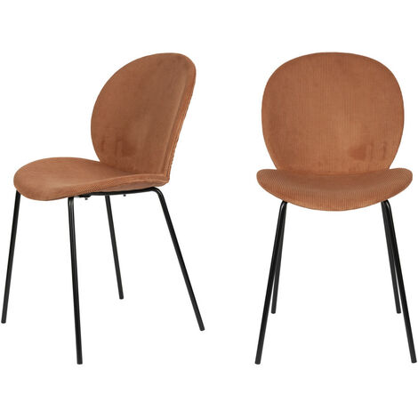 Lot de 2 chaises en velours côtelé et métal - Terracotta - BONNET (1/5)
