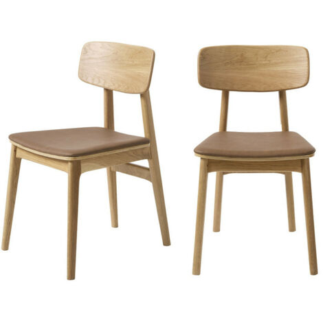 Lot de 2 chaises en bois et simili - Beige - ORR (1/5)