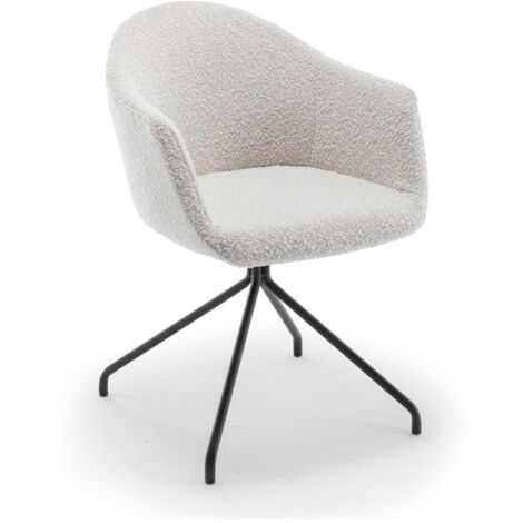 Drawer – Chaise de bureau tissu bouclette 100% polyester – Dossier enveloppant – Assise rembourrée – Accoudoirs – Socle pivotant (1/5)