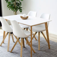 M&S – Table de salle à manger rectangulaire 120 x 70 cm – 4 places – Bois blanc – Style scandinave – Hauteur 75 cm