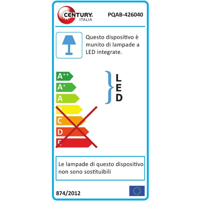 Century pannello led p-qua 600x600 mm backlight 42w 3600lm pqab-426040