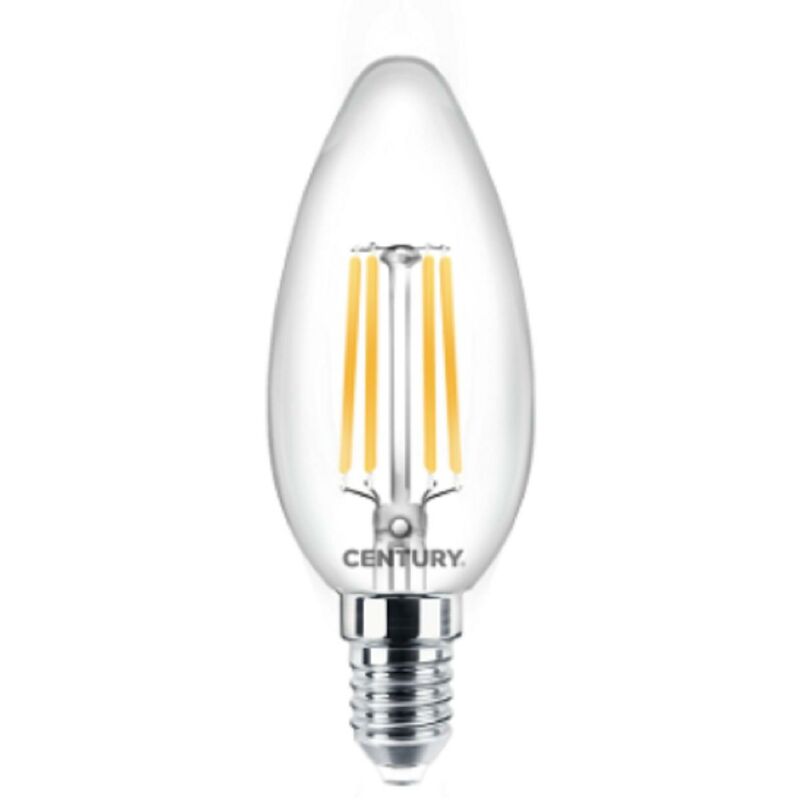 Lampadina filo LED candela attacco piccolo E14 4W vetro trasparente resa  40W luce calda 3000K 470 lumen 230V