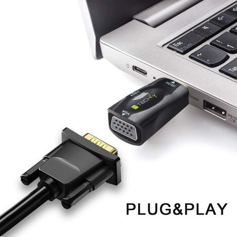 Mini adattatore da hdmi a vga con audio black hdmi