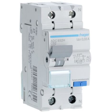 Hager interruttore differenziale magnetotermico 1pn 30ma ac 32a 6ka c 2m