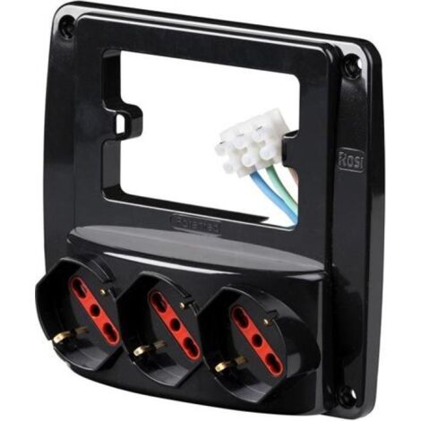Rosi multiprese da parete con 3 prese unel univesale nera rs94133