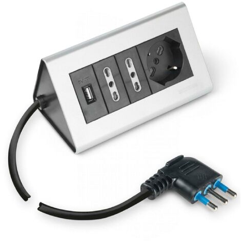 Scame multipresa da scrivania nera 16 a 2p+t-16a d17 160.5016