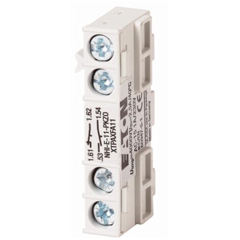 Eaton nhi-e-11-pkz0 blocco di contatto, 1no/1nc, 2 a, 24 vdc, 1 a, 240 vac, 2 poli, serie pkz0, vite (1/3)