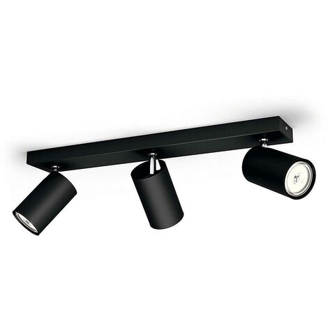 Philips kosipo faretto 3 luci nero in metallo attacco gu10 living