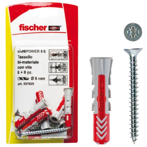 FISCHER Tassello duopower 10 s k  con vite, confezione 4 pezzi