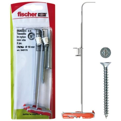 FISCHER Tassello per cartongesso duotec 10 s k con vite, fissaggio basculante, confezione 2 pezzi