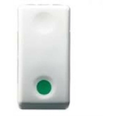 Gewiss pulsante unipolare 1p na+aux nc marcia sy/ 250v ac - na 10a  contatto ausiliare nc marcia simbolo verde 1 modulo- sys