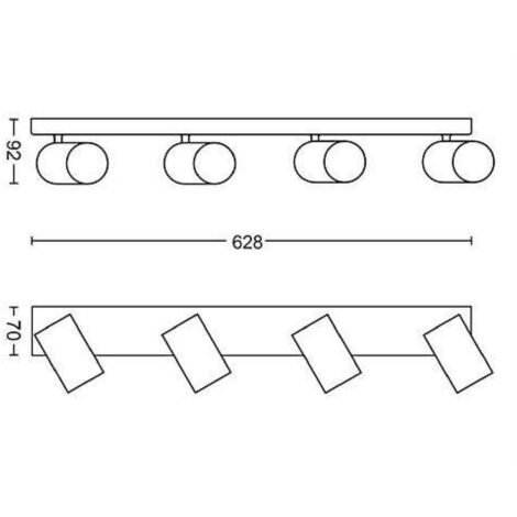 Philips consumer lighting kosipo faretto 4 luci nero in metallo attacco gu10 orientabile 52059430pn