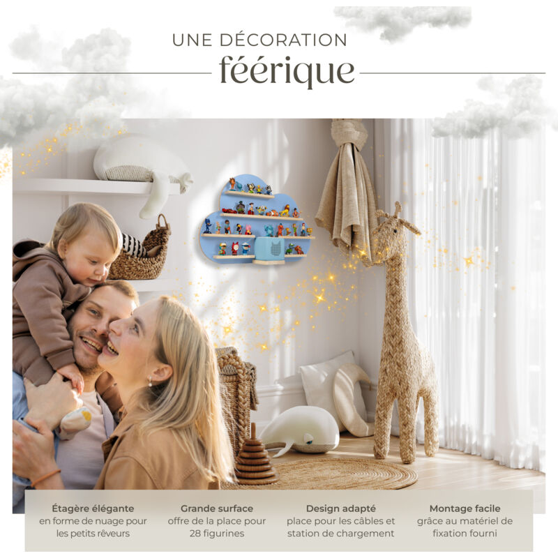Etagère Château Magique Pour Toniebox Et Figurines - Rose Poudré, Rangement Jusqu'à 40 Tonies, Avec Support Dédié