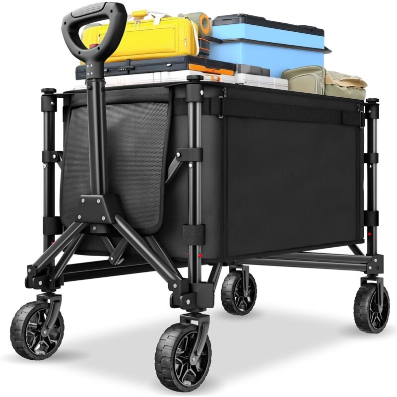 Chariot De Courses Pliable Capacité 55l Avec 4 Roues Universelles Et Poignée Télescopique à Prix