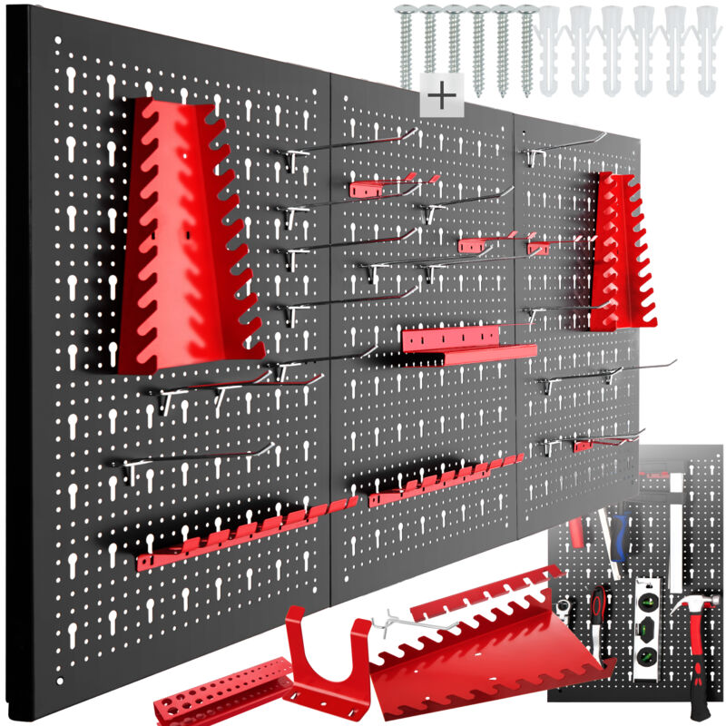 Étagère Perforée ADB Pour Panneau à Outils - 350x125mm - Revêtement RAL 9005 Noir - Espacement Trous 38mm