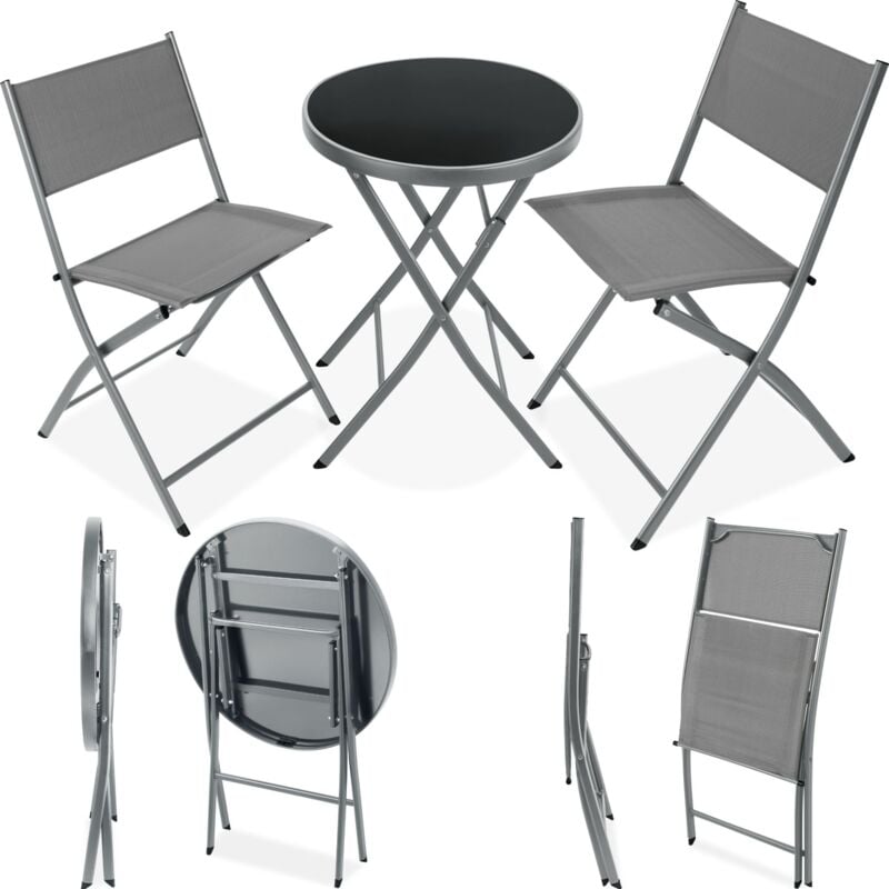 Ensemble salon de jardin 6 personnes grande table rectangulaire pliable + 6  chaises pliantes métal résine tressée PS chocolat