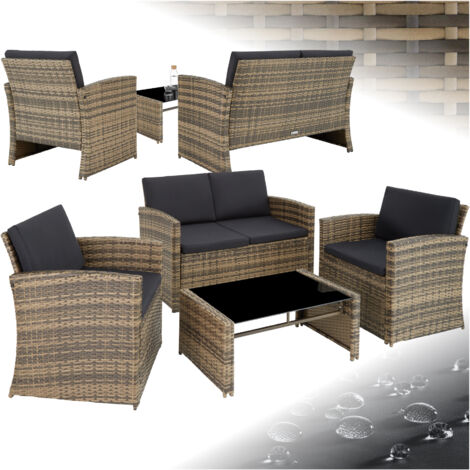 Canapé de jardin Lounge en rotin Pour 4 personnes marron/gris
